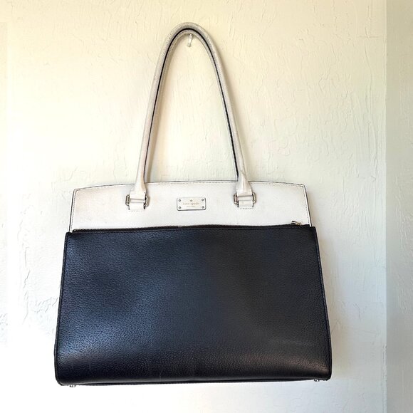 Kate Spade Handbags - Kate Spade Black & Cream Leather Colorblock Tote Shoulder Bag — EUC
